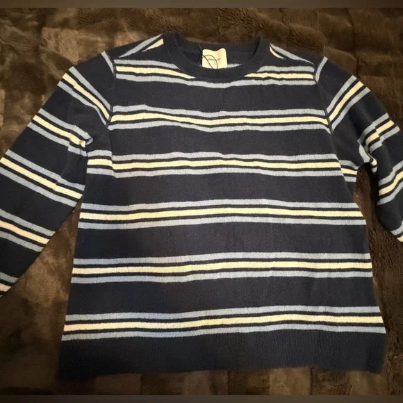 Reformation Cashmere boyfriend sweater Navy and White Stripe - Picture 3 of 4